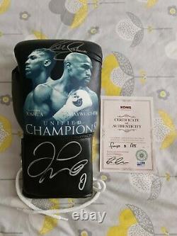 Anthony Joshua And Floyd Mayweather Champions Signed Boxing Glove. Inc