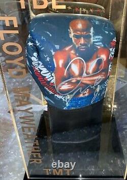 BOXING GLOVE IN DISPLAY CASE HAND SIGNED By FLOYD THE MONEY MAYWEATHER JNR