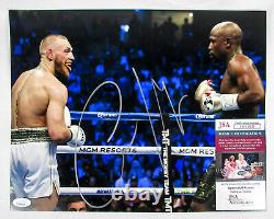Conor McGregor Signed 11x14 THE MONEY FIGHT Boxing with Floyd Mayweather Photo JSA