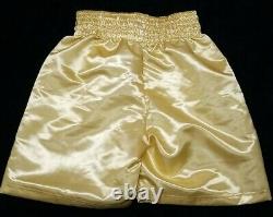 FLOYD MAYWEATHER JR. Signed Autographed GOLD Trunks TBE, TMT. BECKETT WITNESSED