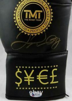 Floyd Mayweather Autographed Black TMT Custom Boxing Glove Beckett Auth Gold