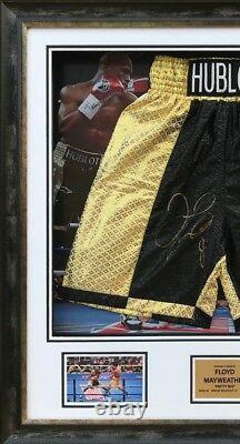 Floyd Mayweather Jnr FRAMED & GENUINE HAND SIGNED Boxing Trunks Proof AFTAL COA