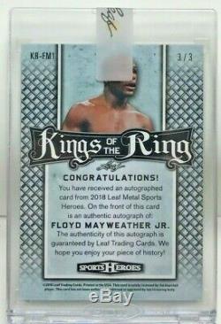 Floyd Mayweather Jr 2018 Leaf Metal Sports Heroes Kings Ring BLUE Autograph #3/3