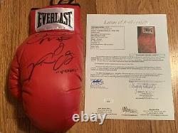 Floyd Mayweather Jr. And Victor Ortiz Dual Signed Boxing Glove JSA LOA TMT GOAT