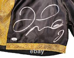 Floyd Mayweather Jr Autographed Black & Gold Boxing Trunks Jsa Stock #228781
