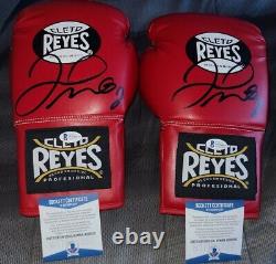 Floyd Mayweather Jr Autographed Cleto Reyes Red Boxing Glove Pair BAS WItnessed