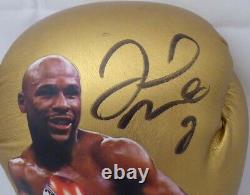 Floyd Mayweather Jr. Autographed Gold Boxing Glove With Photo Lh Beckett 148624