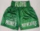 Floyd Mayweather Jr. Autographed Green Boxing Trunks Beckett Bas Qr #1w112091