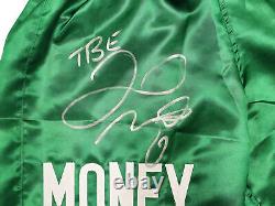 Floyd Mayweather Jr. Autographed Green Boxing Trunks Tbe Beckett Witness 221644
