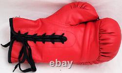 Floyd Mayweather Jr. Autographed Red Boxing Glove LH Beckett Witness W143319