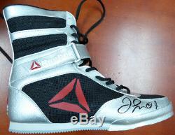 Floyd Mayweather Jr. Autographed Reebok Silver Boxing Shoes Beckett 121801