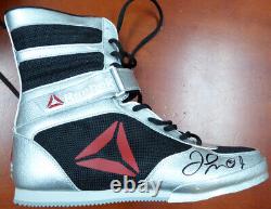 Floyd Mayweather Jr. Autographed Reebok Silver Boxing Shoes Beckett Bas 121801