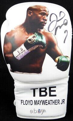 Floyd Mayweather Jr. Autographed White Boxing Glove With Photo Rh Beckett 123604