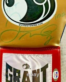 Floyd Mayweather Jr. Autographed signed Gold Inscribed Grant Boxing Glove PSA