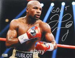 Floyd Mayweather Jr GOAT Great All Time Inscription Signed 11x14 Beckett BAS