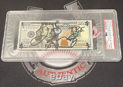 Floyd Mayweather Jr. Signed $100 Bill US Currency x4 Inscription PSA Auth Auto D