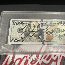 Floyd Mayweather Jr. Signed $100 Bill US Currency x4 Inscription PSA Auth Auto P