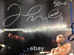 Floyd Mayweather Jr Signed 33x43 Canvas 50-0 Inscription Huge Autograph Bas