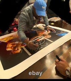 Floyd Mayweather Jr Signed 33x43 Canvas 50-0 Tbe Inscrip Huge Autograph Bas