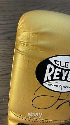 Floyd Mayweather Jr Signed Cleto Reyes Gold Left Hand Boxing Glove BAS WD96044 B