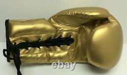 Floyd Mayweather Jr Signed Gold TBE Mayweather Boxing Glove BAS WD96062