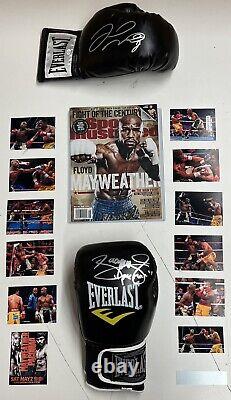 Floyd Mayweather & Manny Pacquiao Signed Gloves &Boxing Photo Collage Framed COA