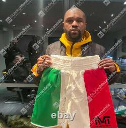Floyd Mayweather Signed Boxing Shorts Red/White/Green Autograph