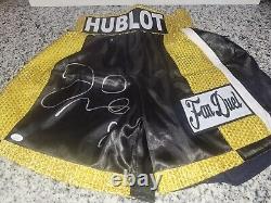 Floyd Mayweather Signed Boxing Trunks JSA Authenticated Sicker On Trunks