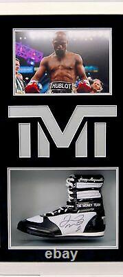 Floyd Mayweather Signed & FRAMED TMT Boxing Boot EXACT Proof AFTAL