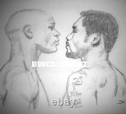Floyd Mayweather Vs Manny Pacquiao Pencil Drawing /boxing Art/ Original Piece
