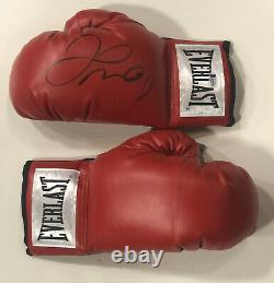 Floyd Mayweather signed red Everlast boxing glove pair auto Beckett BAS COA