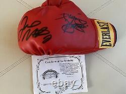 Manny Pacman Pacquiao & Floyd Mayweather Jr. Signed Everlast Boxing Glove COA
