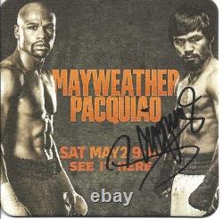 Manny Pacquiao PACMAN Vs Floyd Mayweather Signed Beer Bar Coaster PSA/DNA COA
