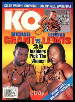Mayweather Jr, Lewis & Grant Autographed KO Magazine (Smudged) Beckett