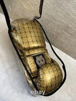 RARE Floyd Mayweather Jr. GOLD Color Boxing Gloves Size LG/XL Logo All Over NEW