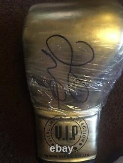 SIGNED Floyd Mayweather Jr. Gold VIP Rare Boxing Glove with Photo Proof