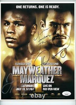 SIGNED Floyd Mayweather Vs Juan Marquez Boxing Program with Oscar De La Hoya JSA