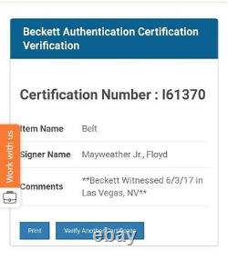 Signed Floyd Mayweather Framed Belt Beckett Coa On Belt Cash On Collection