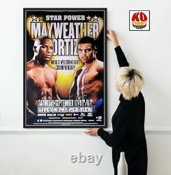 Affiche originale de boxe HBO signée en duo FLOYD MAYWEATHER JR vs. VICTOR ORTIZ 30.