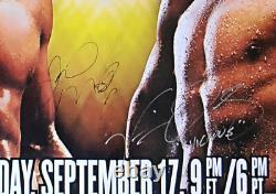 Affiche originale de boxe HBO signée en duo FLOYD MAYWEATHER JR vs. VICTOR ORTIZ 30.
