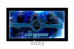 Cadre de la ceinture WBC signée par Floyd Mayweather avec des lumières LED.