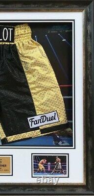 Floyd Mayweather Jnr Encadré Et Authentique Main Signée Boxing Trunks Proof Aftal Coa