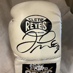 Floyd Mayweather Jr A Signé White Reyes Boxing Glove Beckett Témoins Wd96028