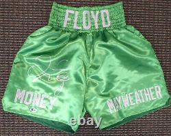 Floyd Mayweather Jr. Autographié Signé Green Boxing Trunks Beckett I83837