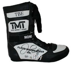 Floyd Mayweather Jr Autographié Tmt Tbe Black Right Boxing Shoe 50-0 Bas 24970