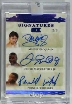Floyd Mayweather Jr Manny Pacquiao Whitaker (6) Signé Autograph Leaf Auto 2/3