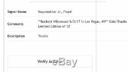 Floyd Mayweather Jr Signé Limited Edition Le 12 Or Trunks Beckett Coa Proof