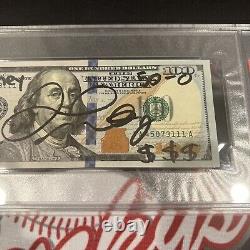 Floyd Mayweather Jr signe un billet de 100 dollars en devise américaine x4 inscriptions PSA 10 Auto H