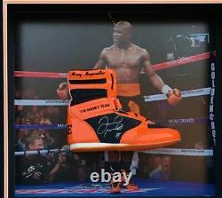 Floyd Mayweather Signé & Encadré Tmt Orange Boxing Boot Exact Proof Aftal Coa