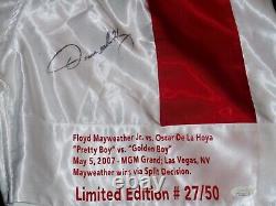 Floyd Mayweather Vs Oscar De La Hoya Autographié Malles De Boxe (jsa Coa) #27/50